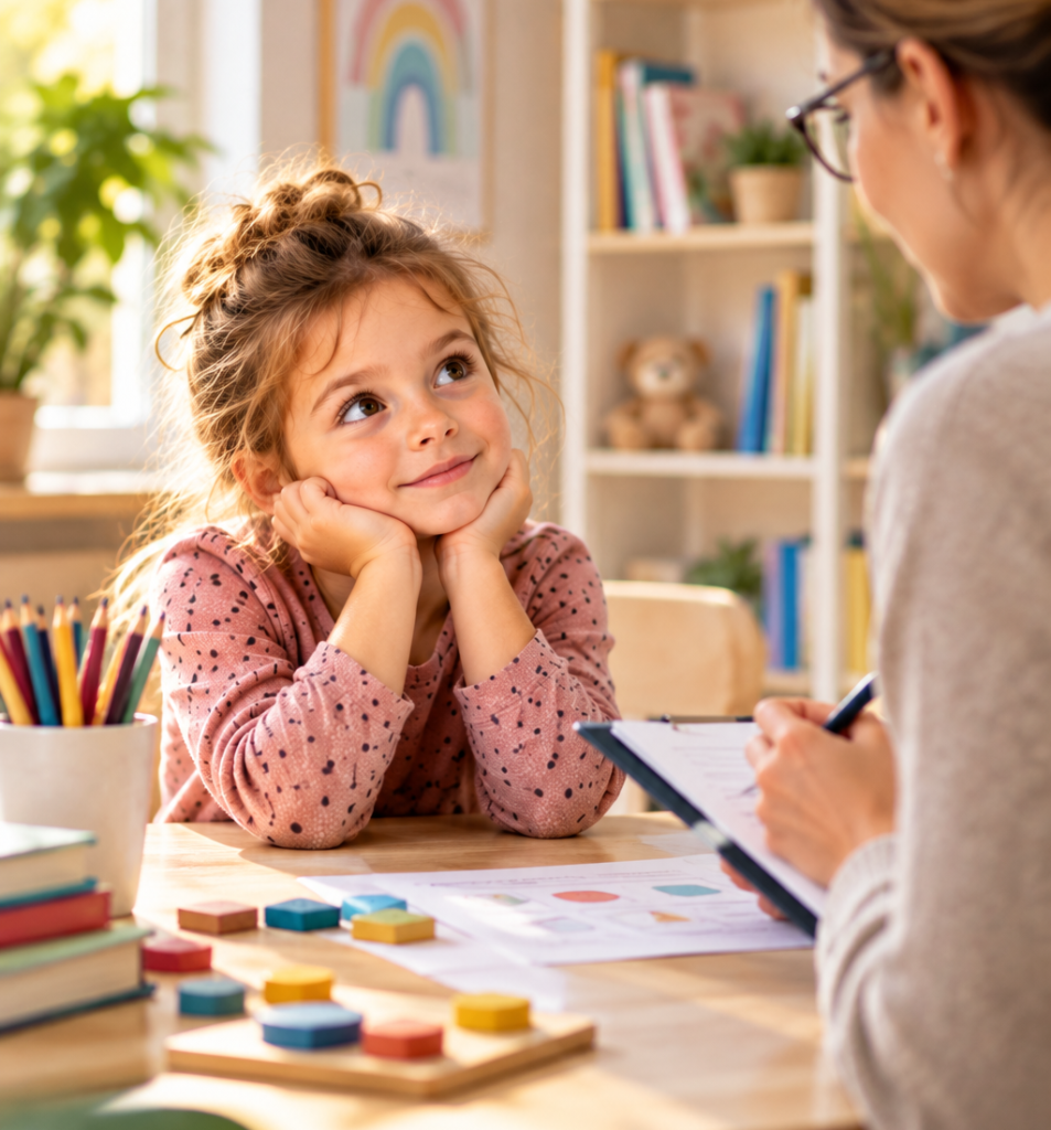 Kind bei einer psychologischen Abklärung – Hochbegabung bei Kindern professionell feststellen lassen